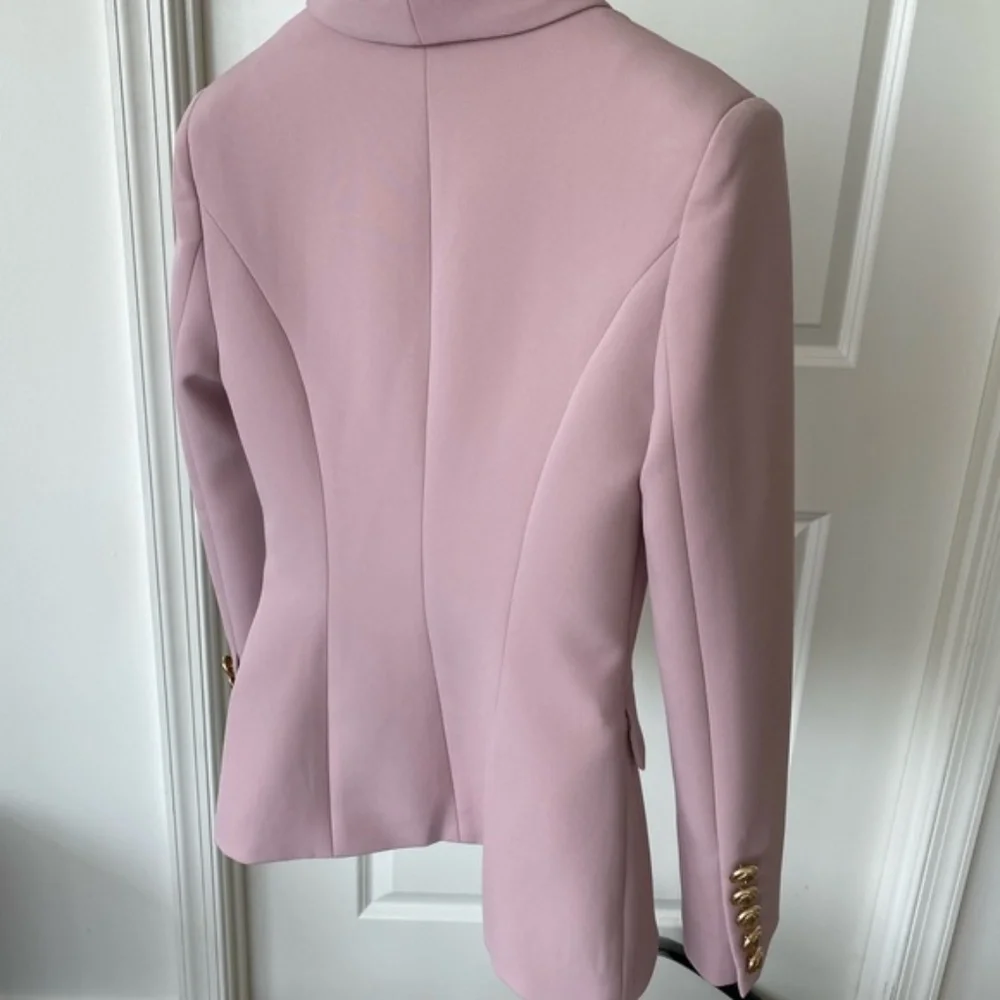 NEW!Double breasted jacket & pants pink beige suit - Picture 6 of 9